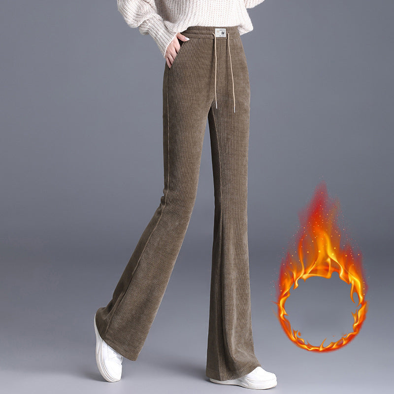 Damenhose mit hoher Taille, Kordelzug und langem Bein