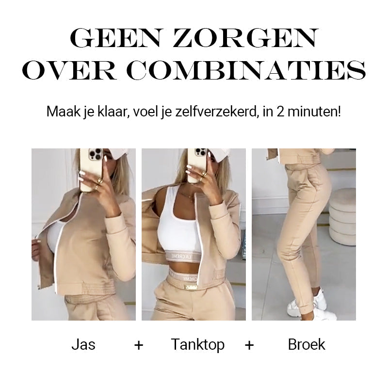 3-delig trainingspak met ritssluiting voor dames