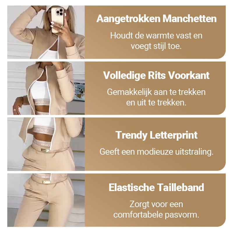 3-delig trainingspak met ritssluiting voor dames