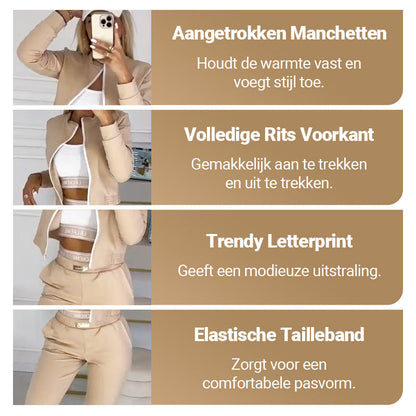 3-delig trainingspak met ritssluiting voor dames