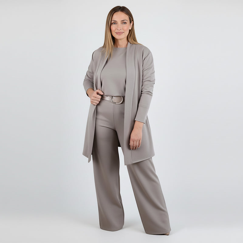 ⏳Zeitlich begrenztes Sonderangebot⏰ Elegantes 3-teiliges Set bestehend aus langem Cardigan, Oberteil und Hose💞