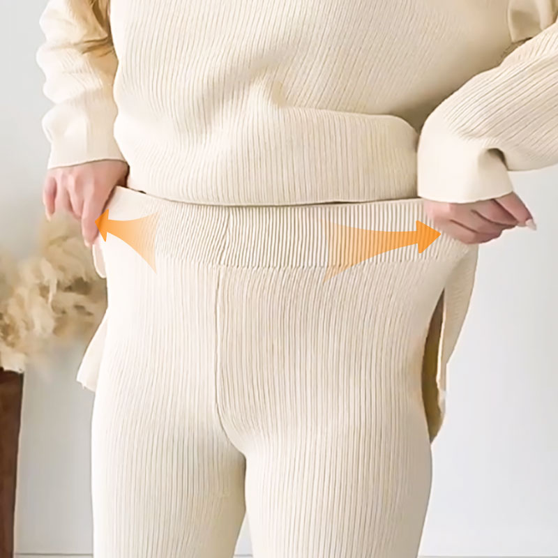 Heiße Verkauf 50% RABATT 🎁 V-Ausschnitt Legerer Schlitz Gestrickter Zweiteiler