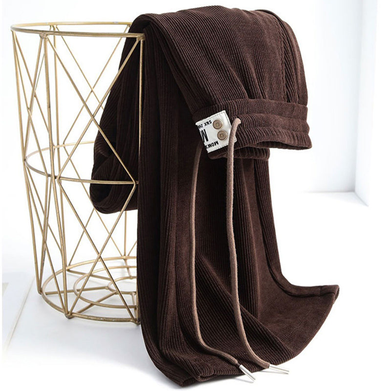 Damenhose mit hoher Taille, Kordelzug und langem Bein