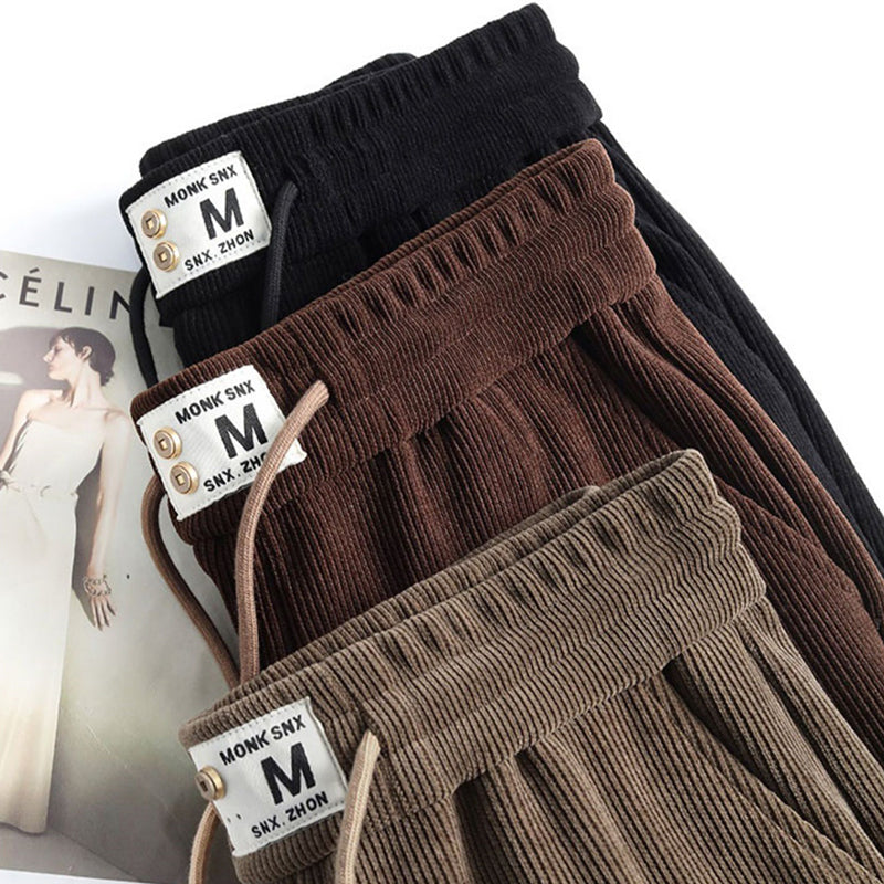 Damenhose mit hoher Taille, Kordelzug und langem Bein