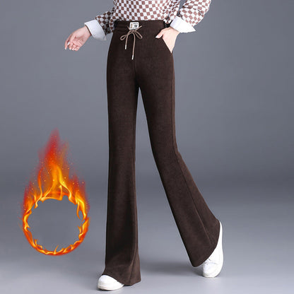 Damenhose mit hoher Taille, Kordelzug und langem Bein